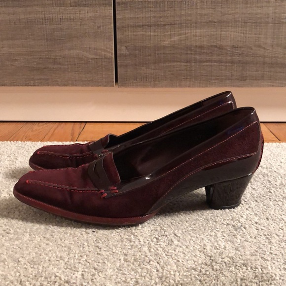 Burgundy Tods Heeled Loafers - Picture 3 of 5